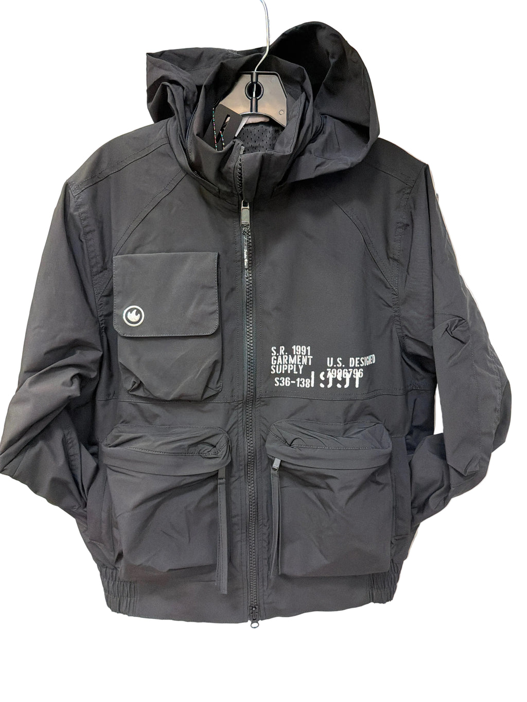 SMOKE RISE WW26S482-BLACK UTILITY WINBREAKER JACKET