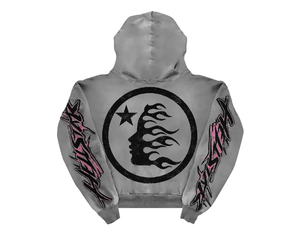 Hellstar Grey Pink  Future Flame Hoodie
