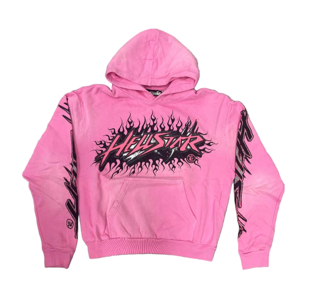 HELLSTAR PINK BLACK SPORTS FUTURE FLAME HOODIE