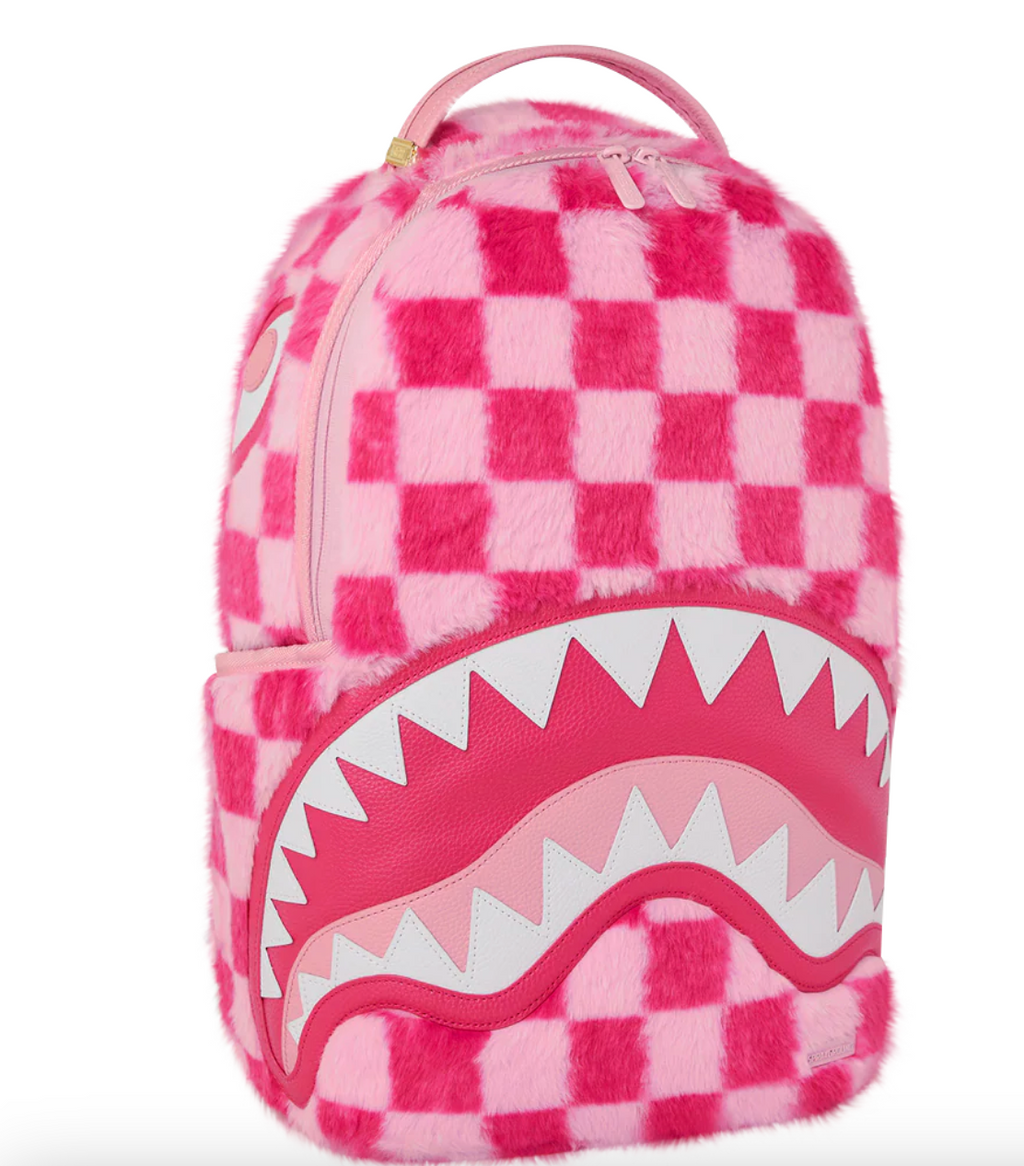 SG8179- SPRAYGROUND FURZILLA SHARK (PINK CHECK) BACKPACK
