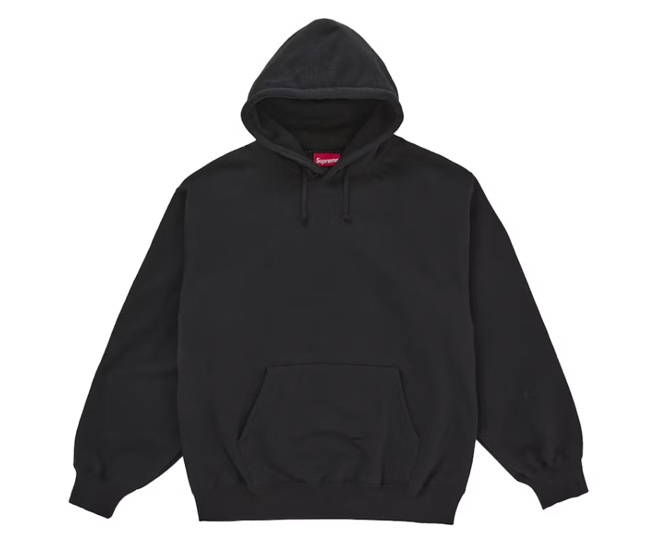 Supreme Hoodie Black White Satin Appliqué Hooded Sweatshirt