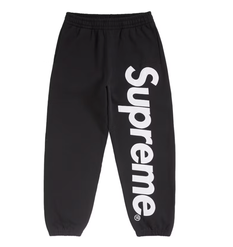 Supreme Sweat Black White Satin Applique Sweatpant