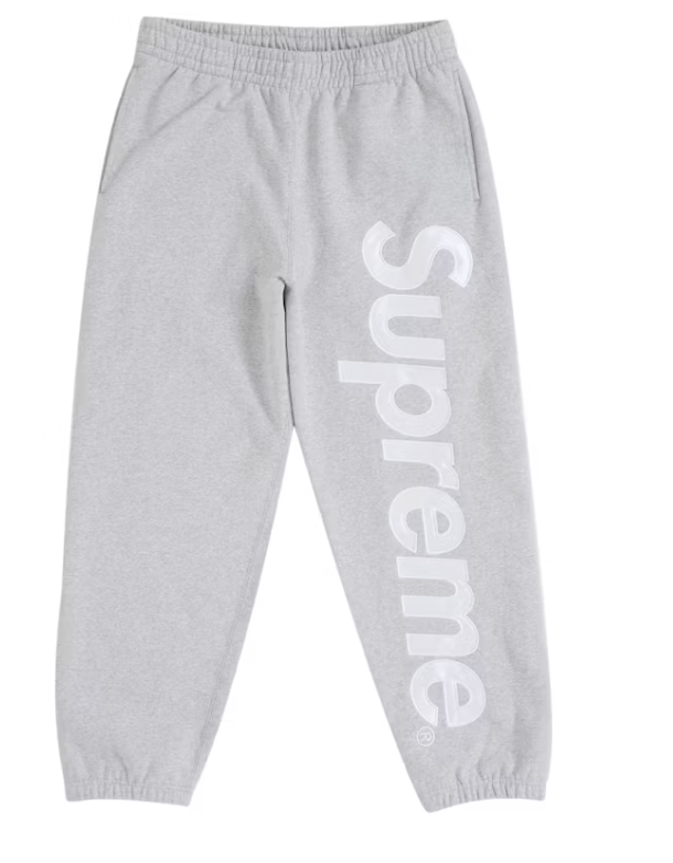 Supreme Sweats Grey White Satin Appliqué Sweatpant