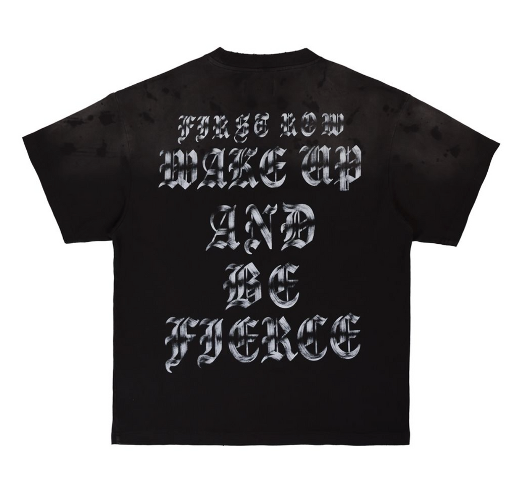 FRT2234BK -WAKE UP AND BE FIERCE APPLIQUE TEE