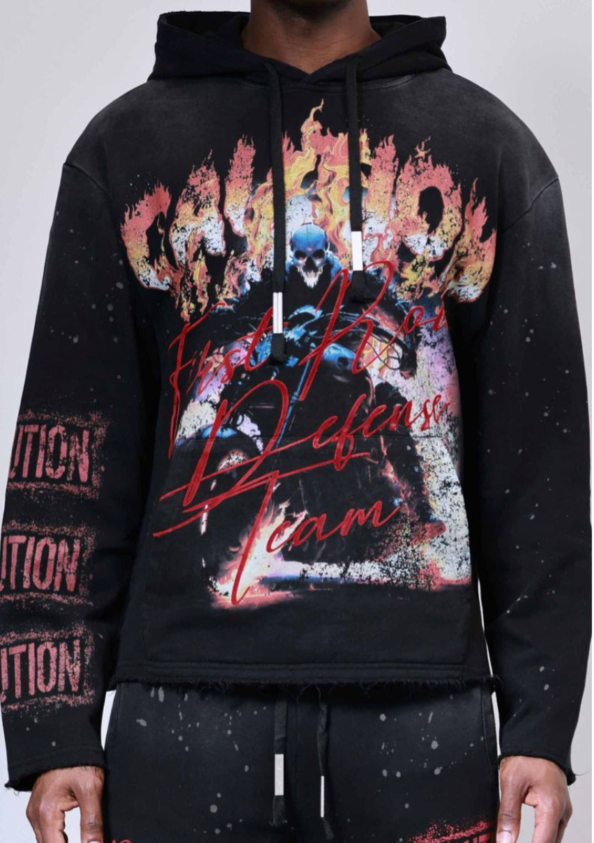 FRF2494-CAUTION NOT SO QUIET GHOST RIDER FLAMES HOODIE