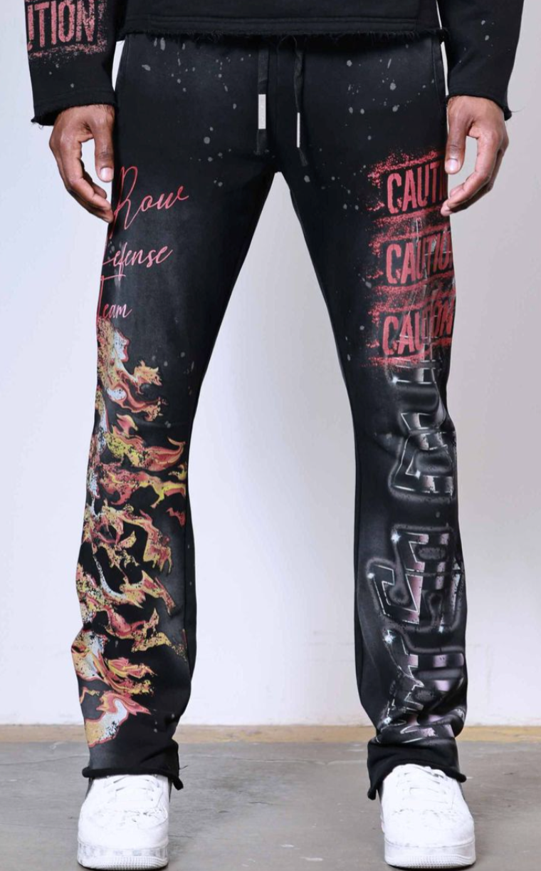 FRB2494-CAUTION NOT SO QUIET GHOST RIDER FLAMES FLARE JOGGER