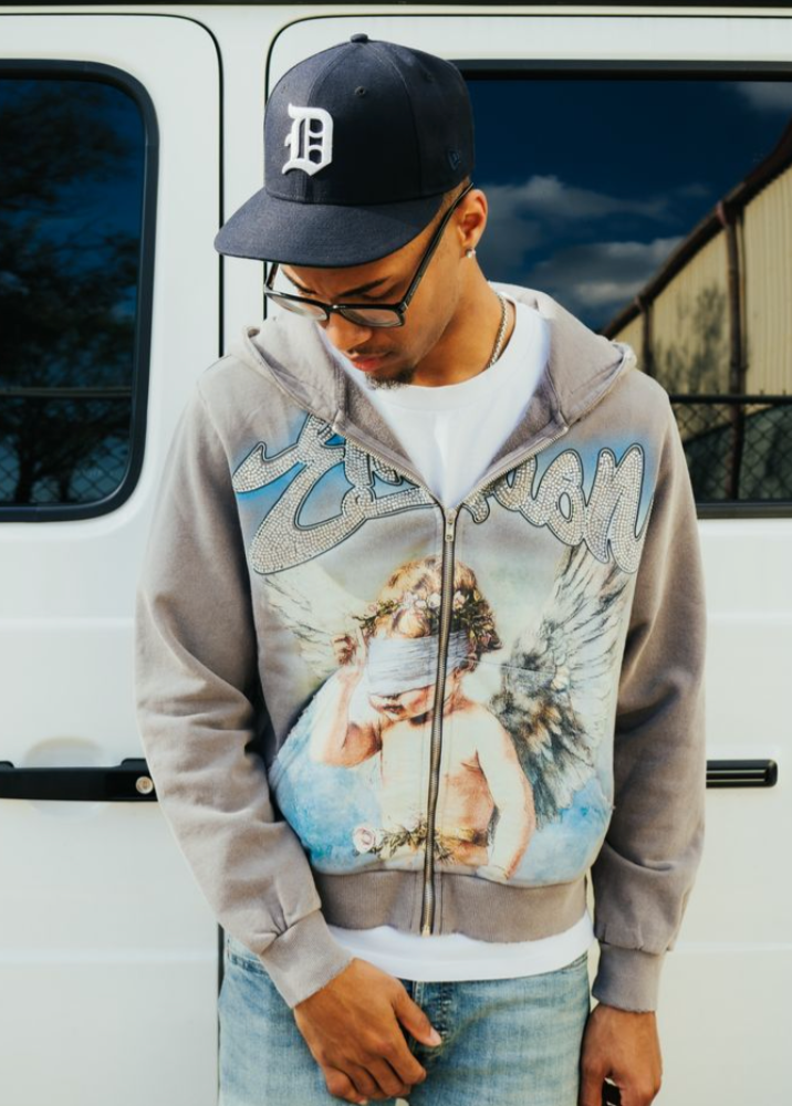 Mixed Emotion Grey “Rhinestone“ Hoodie