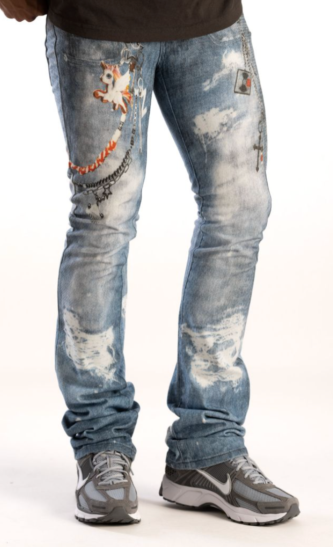 KD2236 - PREMIUM DIGITAL PRINT STACKED DENIM