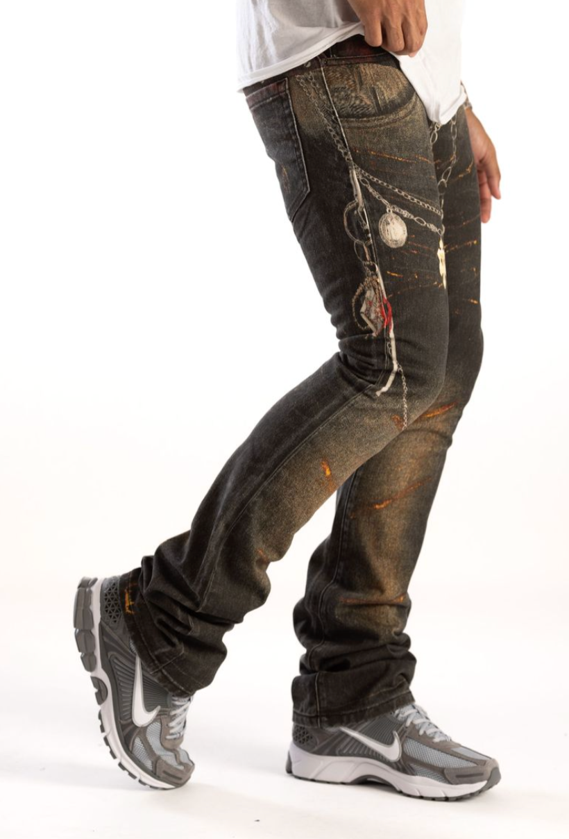 KD2233- PREMIUM DIGITAL PRINT STACKED DENIM