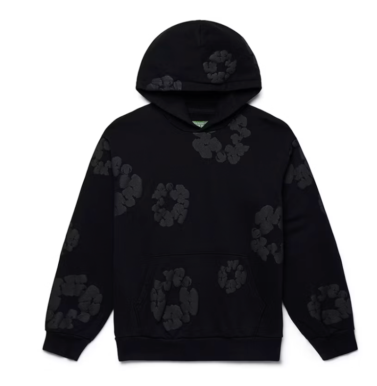 Denim Tears Black Monochrome Cotton Wreath Hoodie