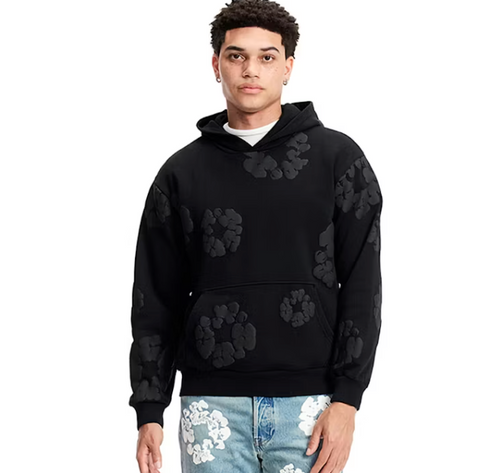 Denim Tears Black Monochrome Cotton Wreath Hoodie