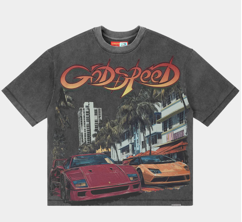 GODSPEED TEE GREY WASH SOUTH BEACH DRIVE MIAMI SUPERRUN