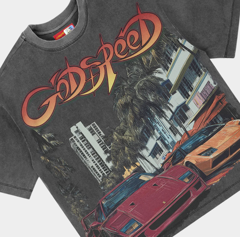 GODSPEED TEE GREY WASH SOUTH BEACH DRIVE MIAMI SUPERRUN