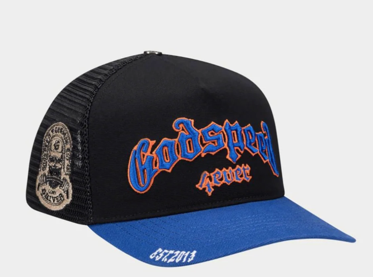 GODSPEED HAT BLACK BLUE ORANGE GS FOREVER TRUCKER