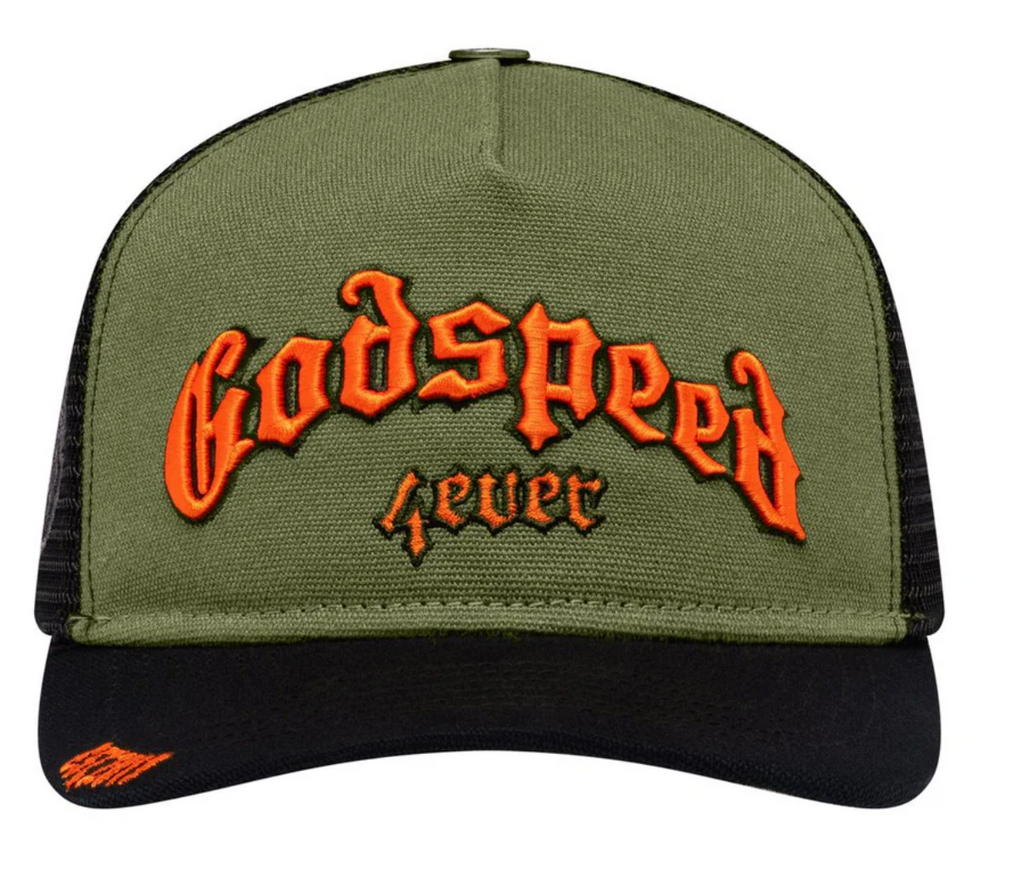GODSPEED HAT OLIVE ORANGE ORANGE GS FOREVER TRUCKER