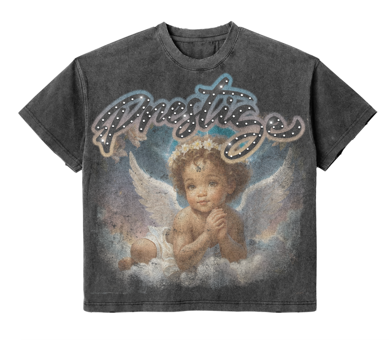 PRESTIGE TEE ANGEL BLACK WASH