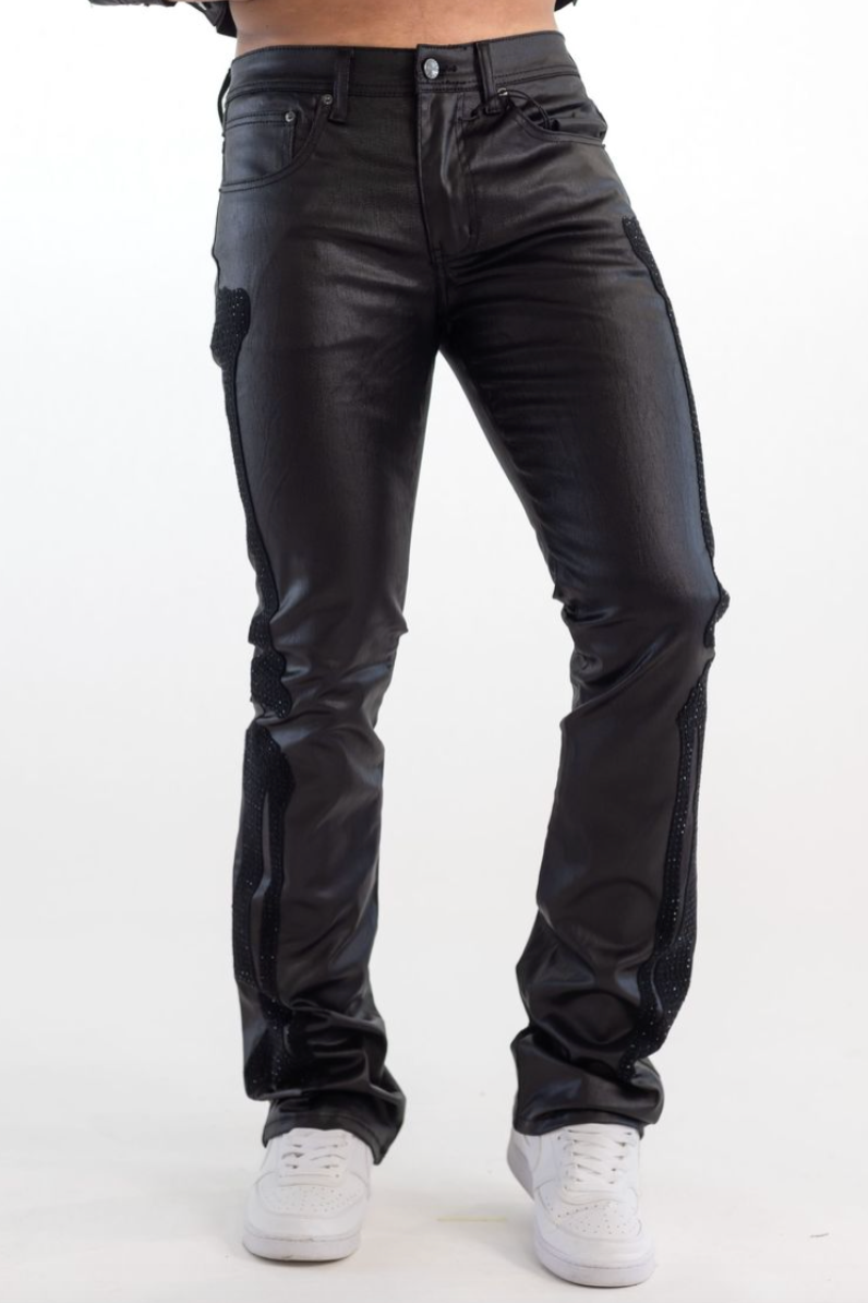 KD2215-PREMIUM SKELETON EMBROIDERY RHINESTONE PANTS