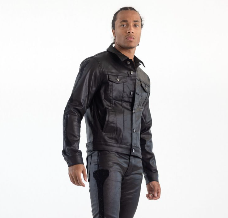 KD247J PREMIUM SKELETON EMBROIDERY RHINESTONE JACKET