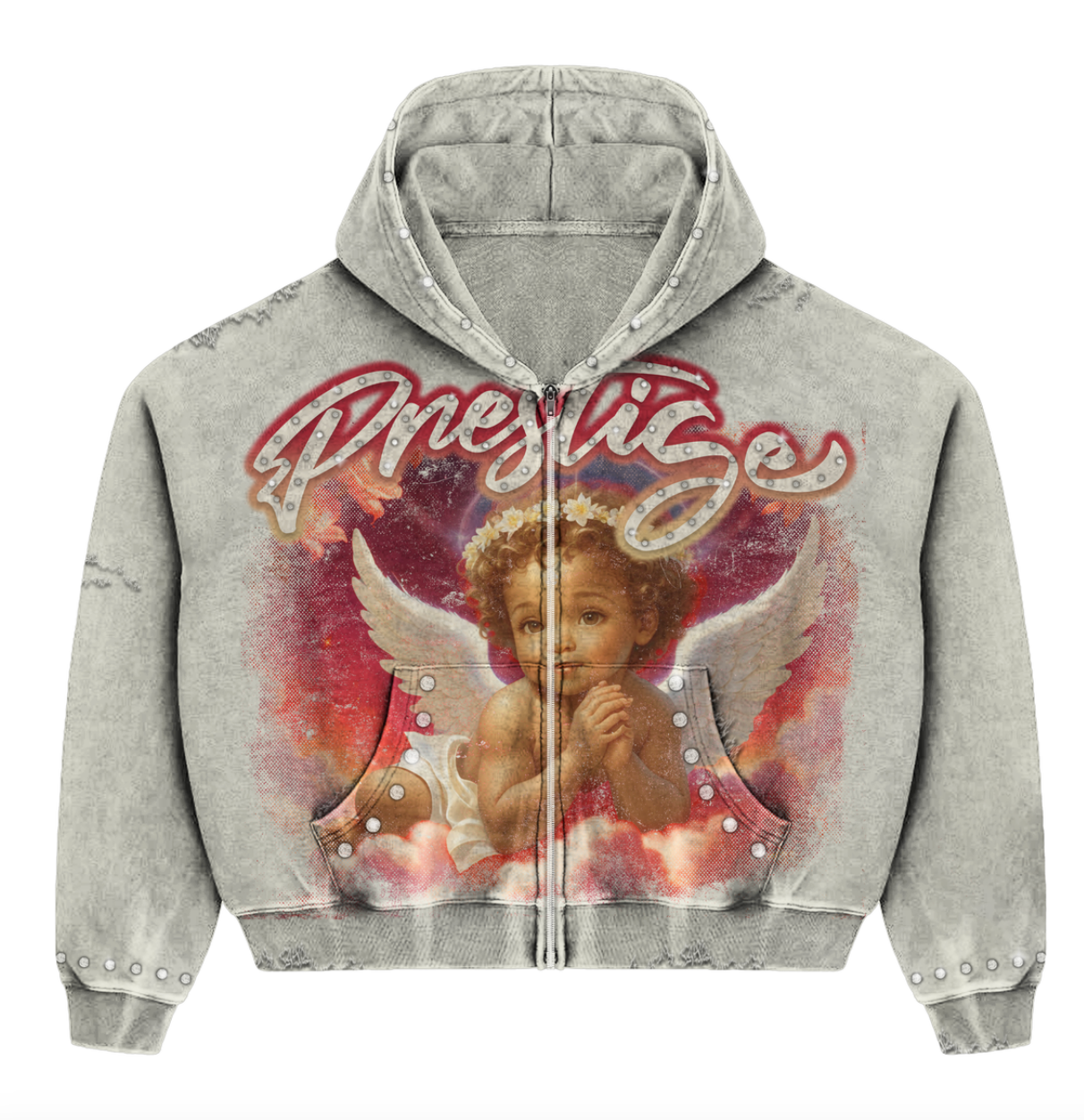 PRESTIGE GREY ANGEL HOODIE