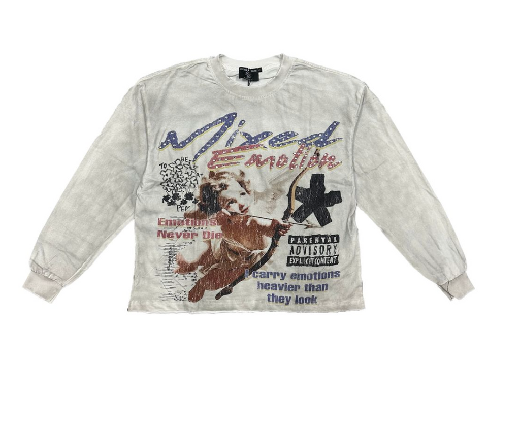MIXED EMOTION TRIPLETS WHITE LONG SLEEVE TEE