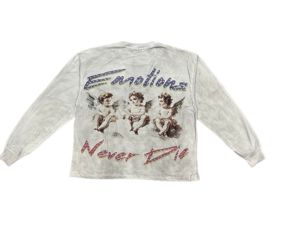 MIXED EMOTION TRIPLETS WHITE LONG SLEEVE TEE