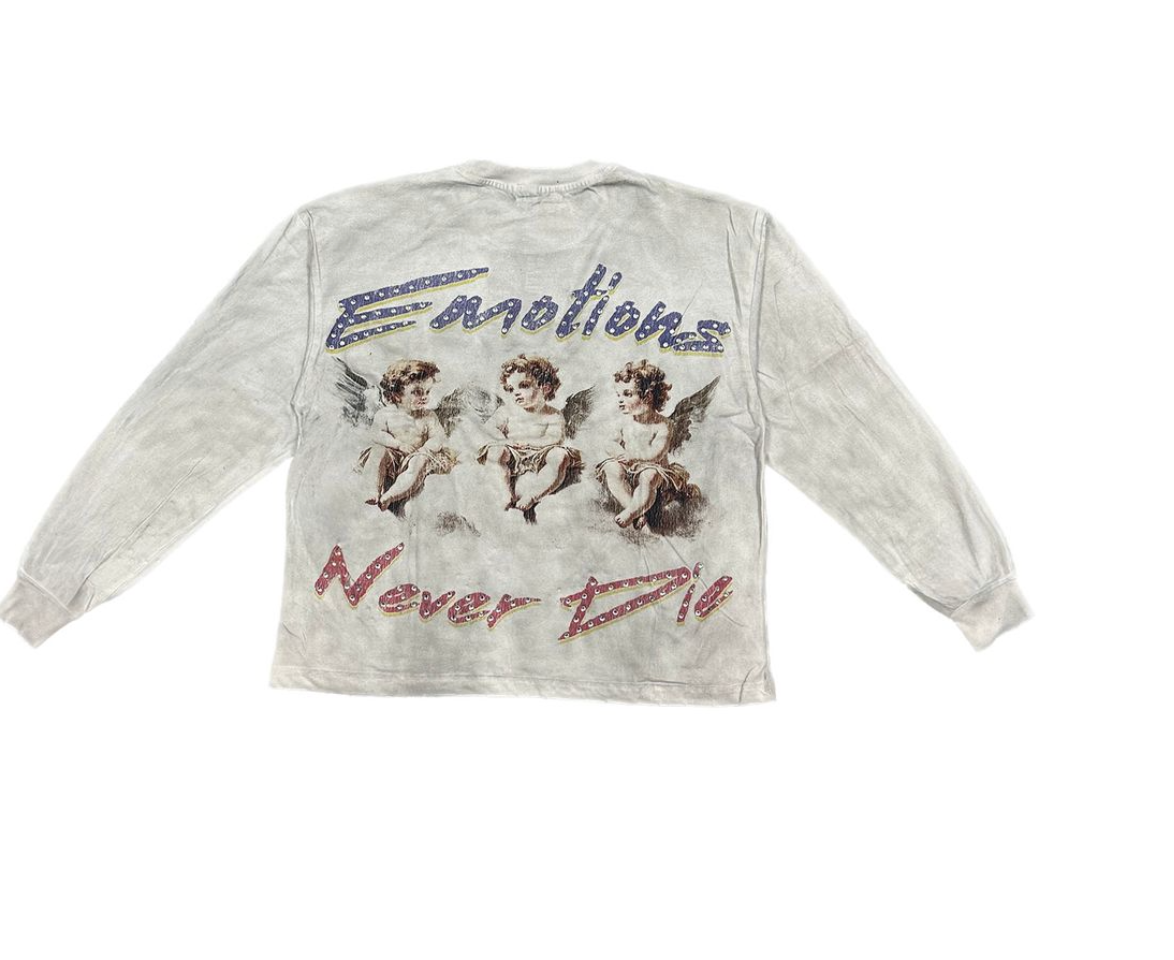 MIXED EMOTION TRIPLETS WHITE LONG SLEEVE TEE