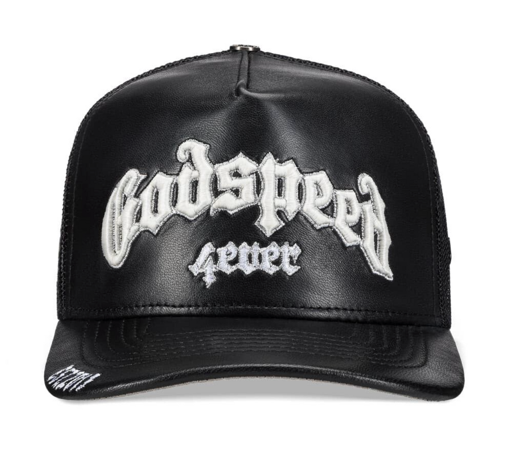GODSPEED HAT LEATHER BLACK GS FOREVER TRUCKER
