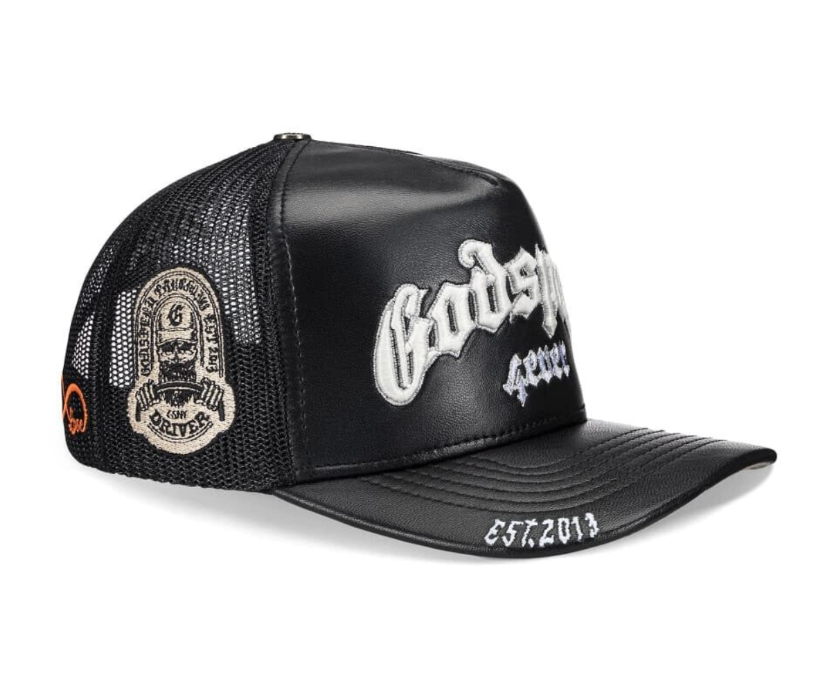 GODSPEED HAT LEATHER BLACK GS FOREVER TRUCKER