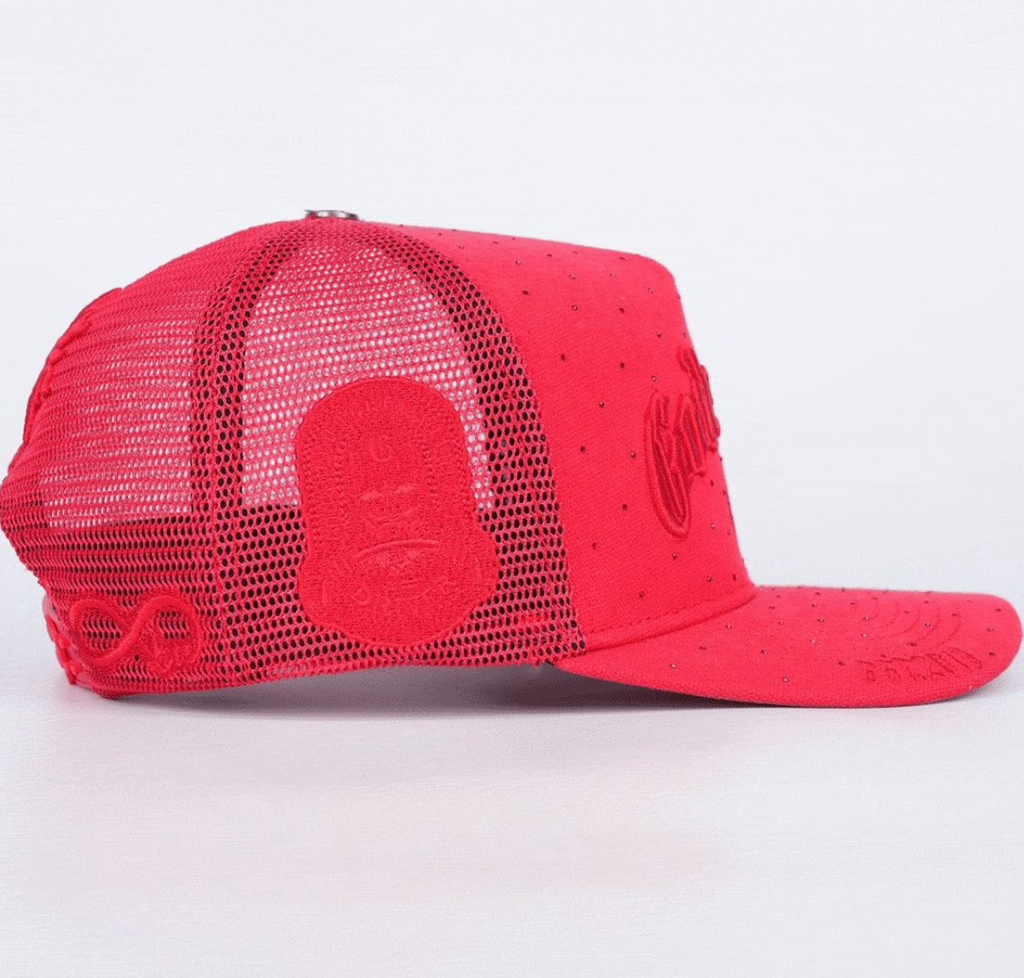 GODSPEED HAT RHINESTONES VVS RED GS FOREVER TRUCKER