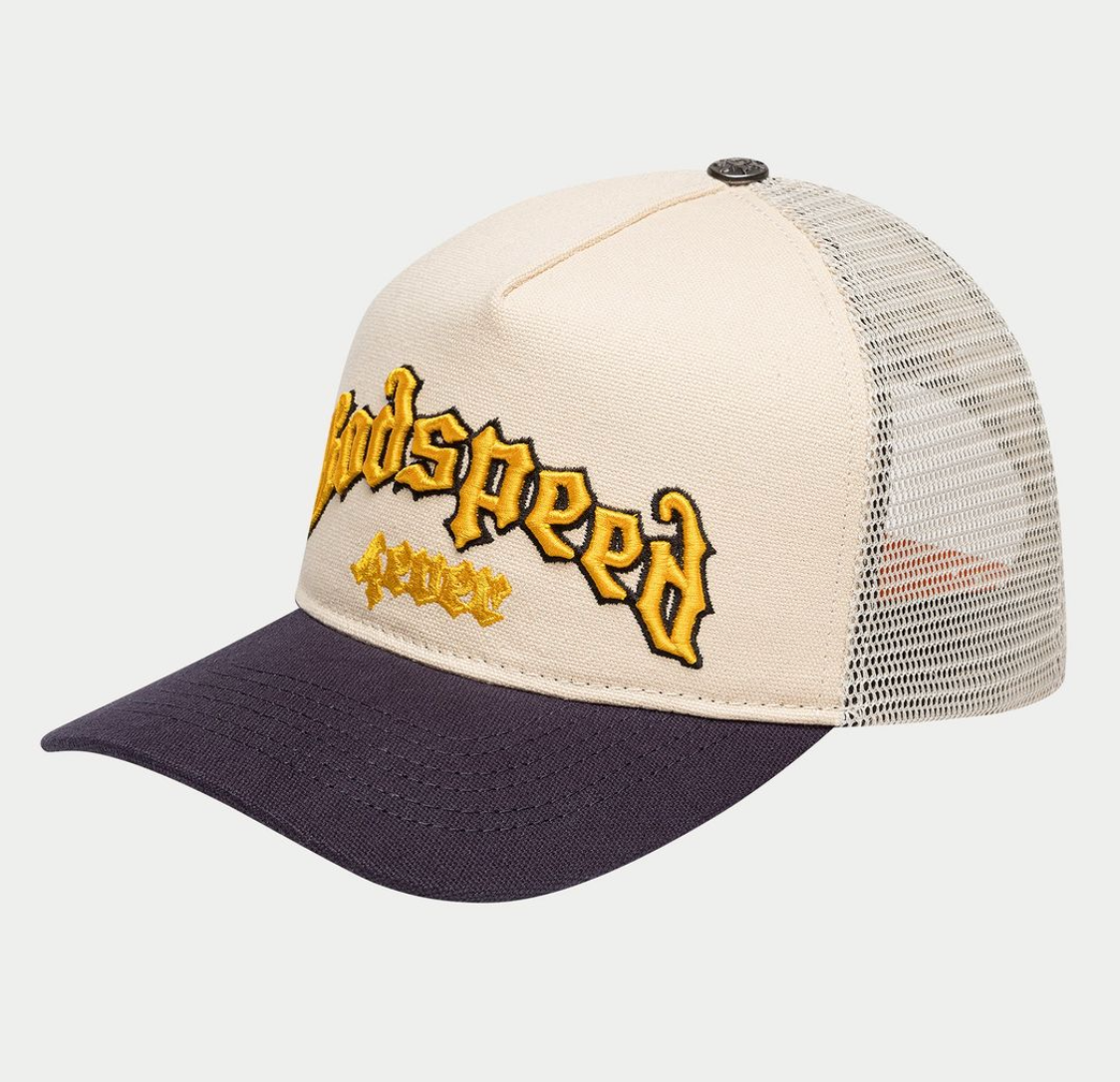 GODSPEED HAT YELLOW NAVY BONE GS FOREVER TRUCKER