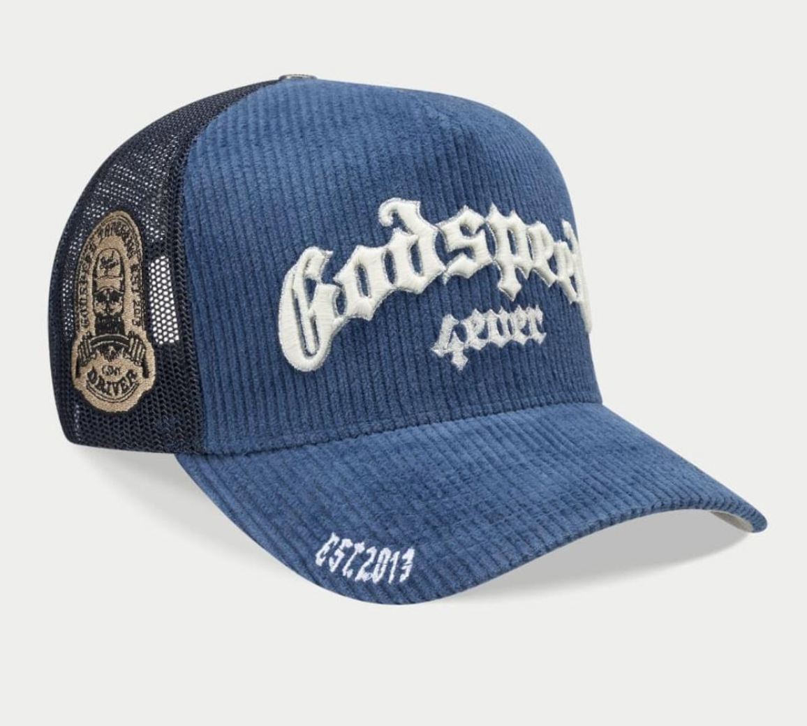 GODSPEED HAT CORDUROY SAPHIRE BLUE GS FOREVER TRUCKER