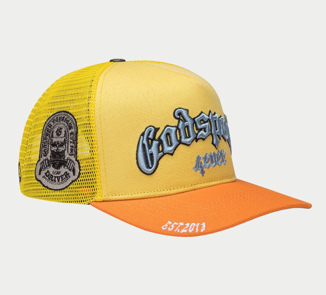 GODSPEED HAT YELLOW ORANGE GS FOREVER TRUCKER