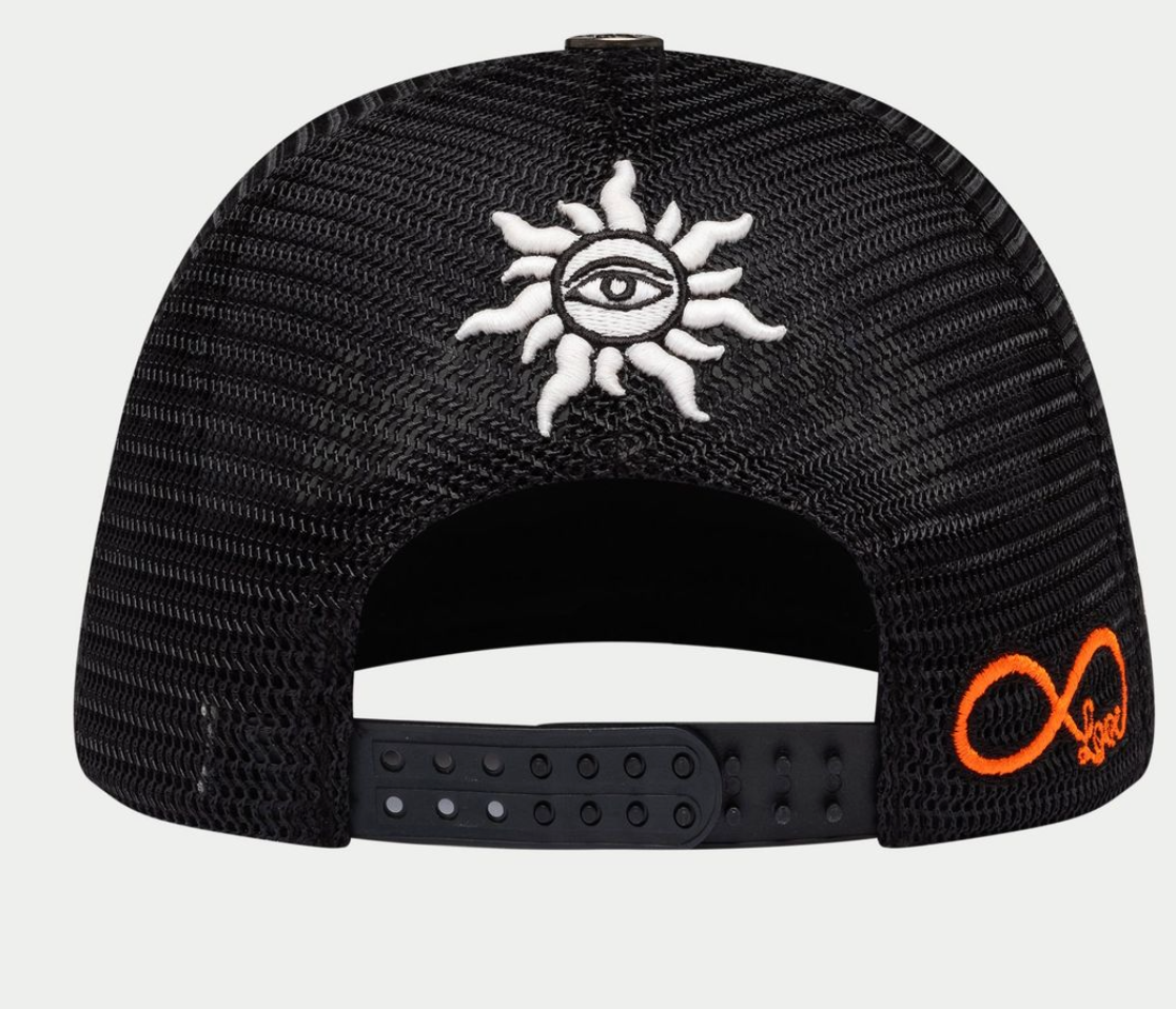 GODSPEED HAT RHINESTONE VVS BLACK WHITE GS FOREVER TRUCKER