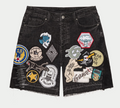 Godspeed Shorts Black Denim Patchwork