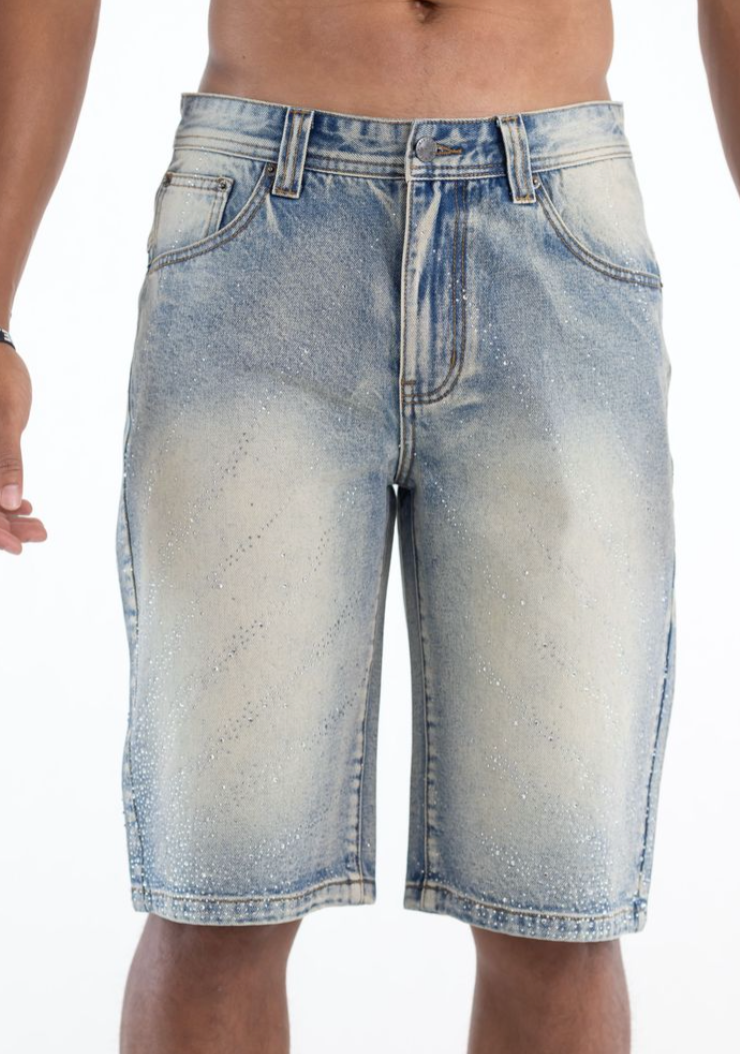 KD2246S BLUE SHORT PREMIUM RHINESTONE