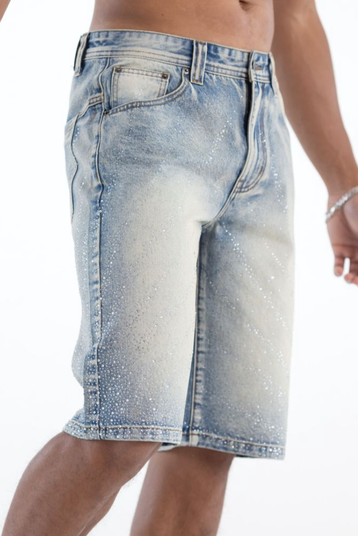 KD2246S BLUE SHORT PREMIUM RHINESTONE