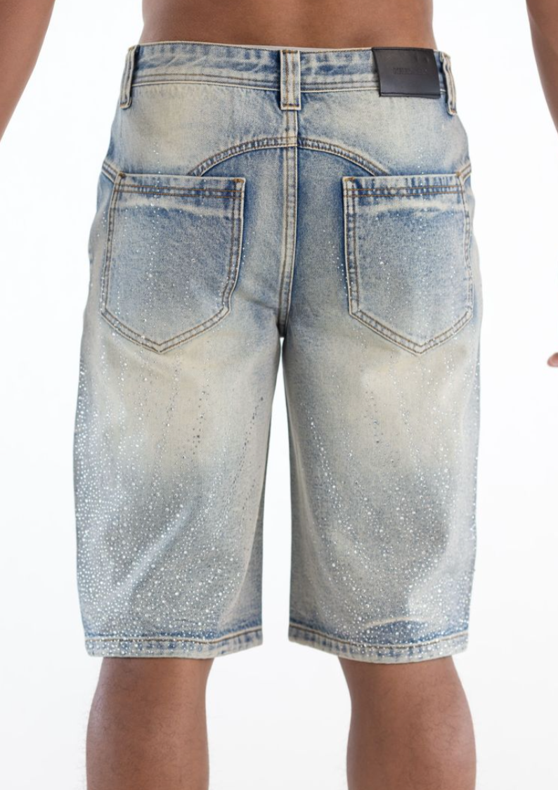 KD2246S BLUE SHORT PREMIUM RHINESTONE