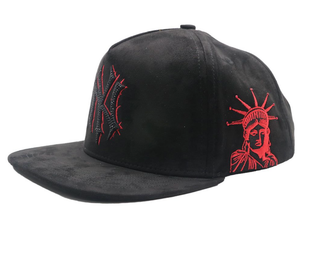 Premium Milano Black Red Unisex NY Snapback Hat