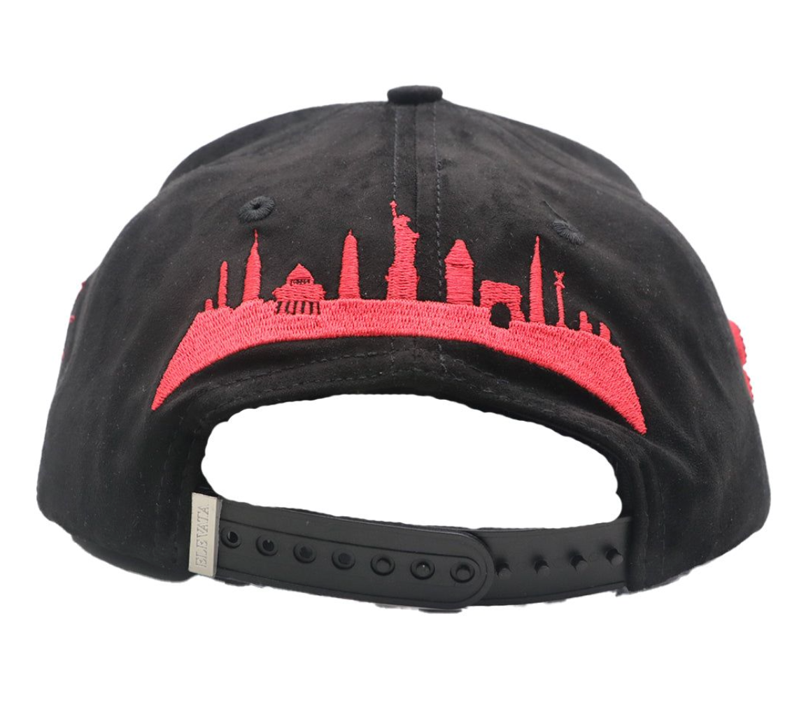 Premium Milano Black Red Unisex NY Snapback Hat