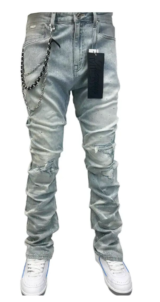 Premium Milano PREM-PMJ21F25-119 Riviera Stacked Jeans Medium Blue -