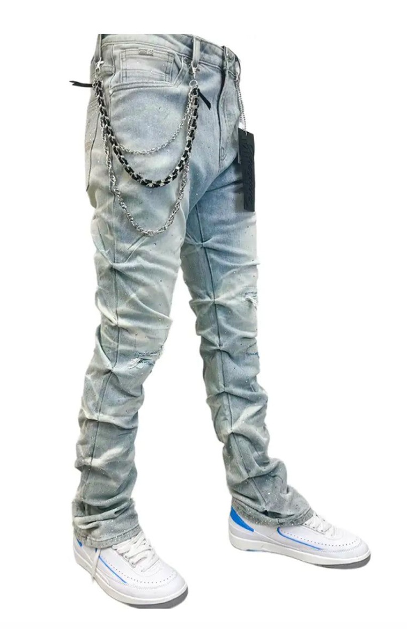Premium Milano PREM-PMJ21F25-119 Riviera Stacked Jeans Medium Blue -