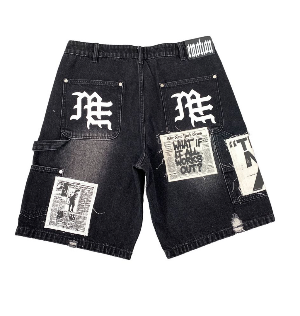 Mixed Emotion shorts Black “AI” Denim