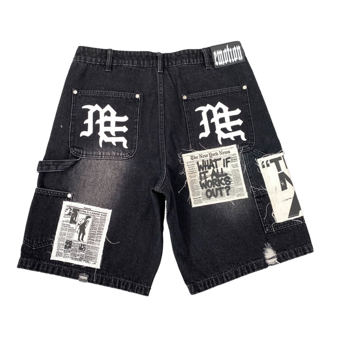Mixed Emotion shorts Black “AI” Denim