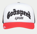 GODSPEED HAT WHITE RED BLACK GS FOREVER TRUCKER
