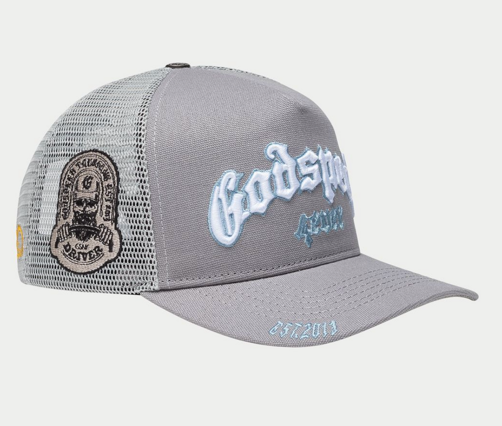 GODSPEED HAT GREY WHITE GS FOREVER TRUCKER