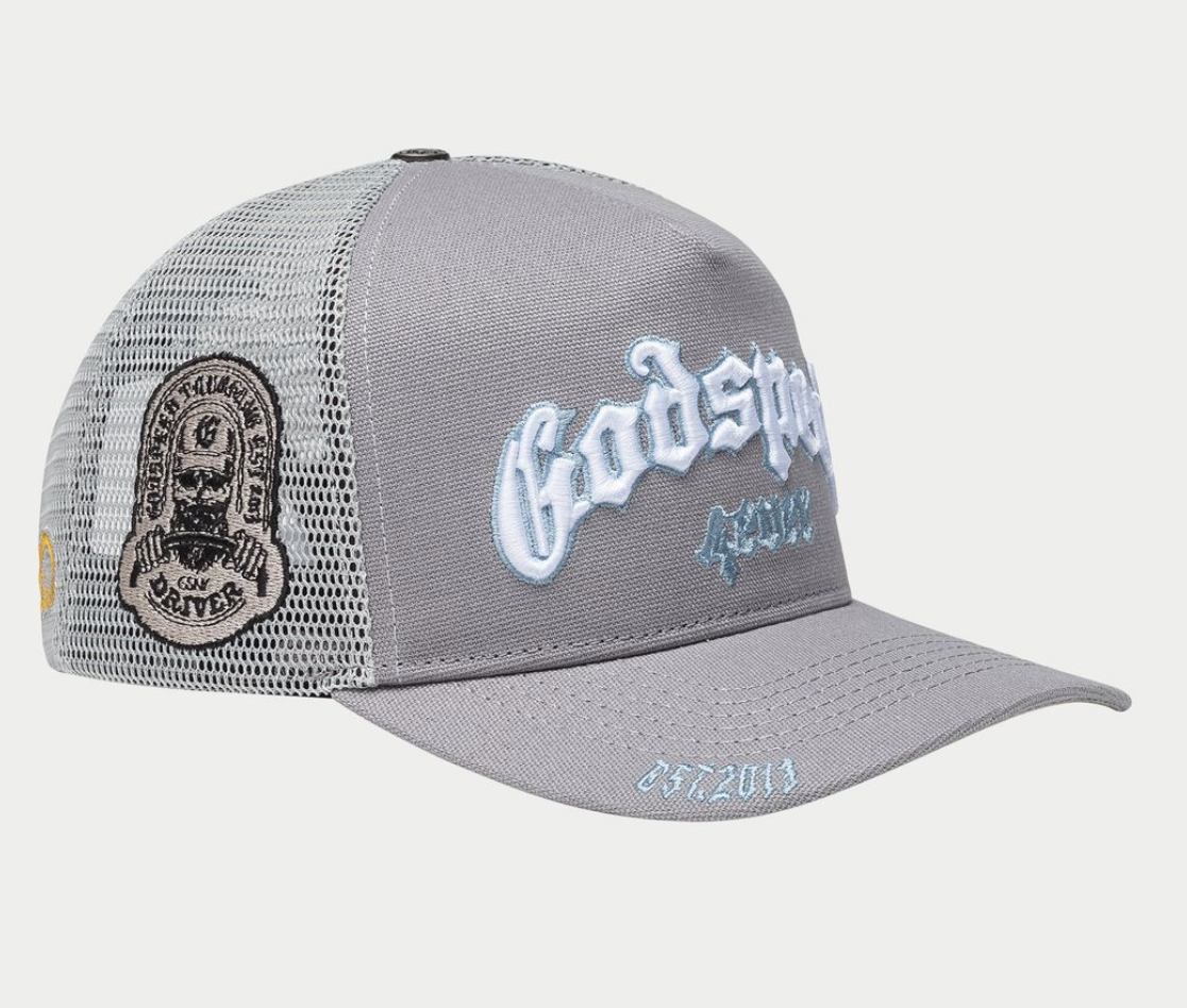 GODSPEED HAT GREY WHITE GS FOREVER TRUCKER