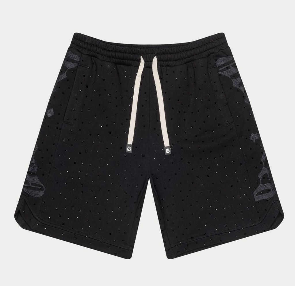 Godspeed Shorts Rhinestones VVS Black on Black CourtSide