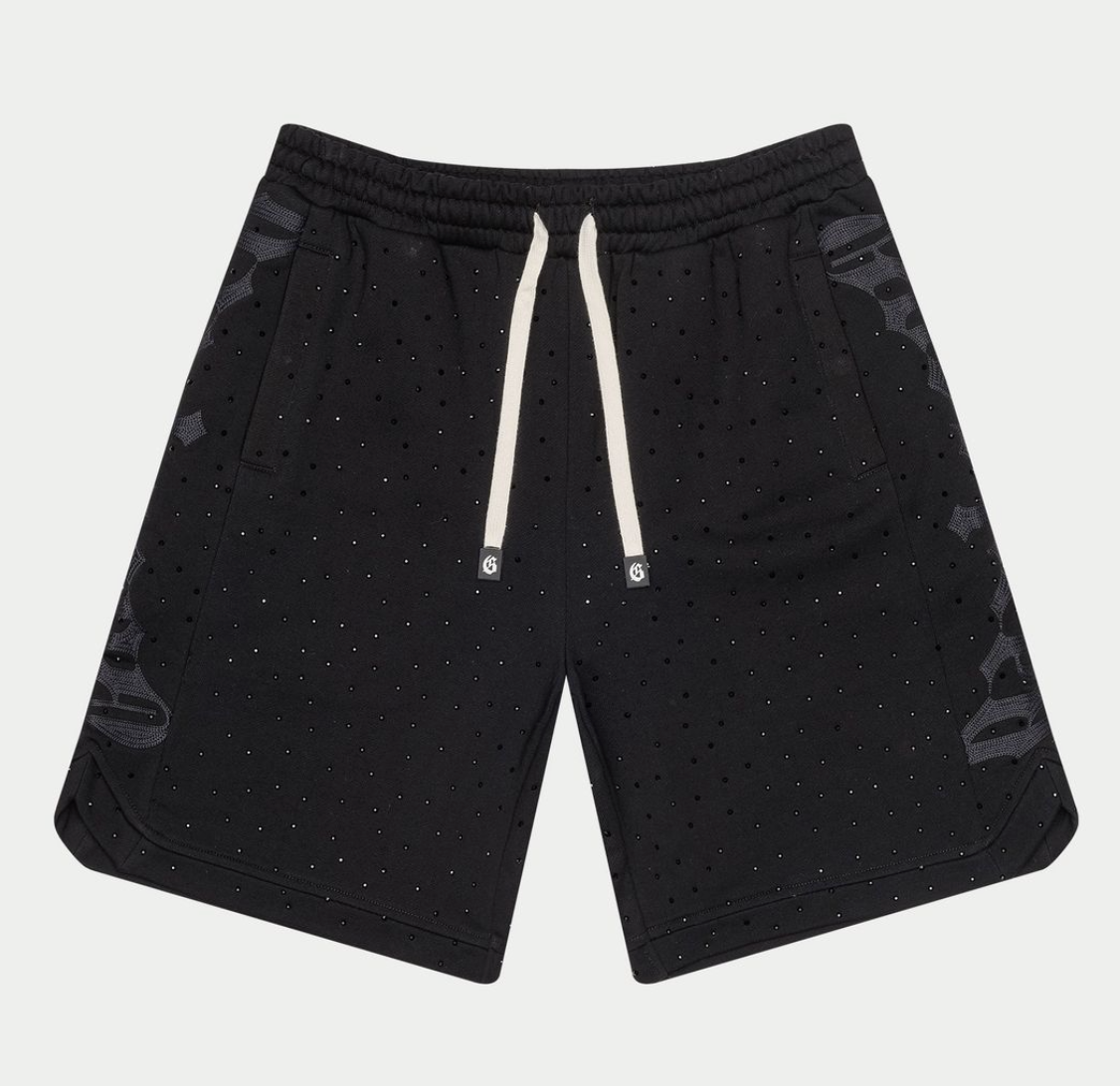 Godspeed Shorts Rhinestones VVS Black on Black CourtSide