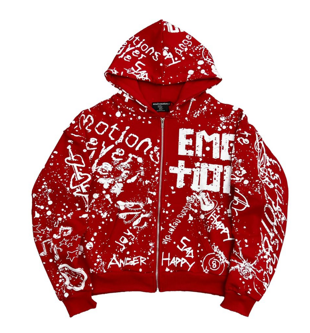 Mixed Emotion Red 'Graffiti' hoodie
