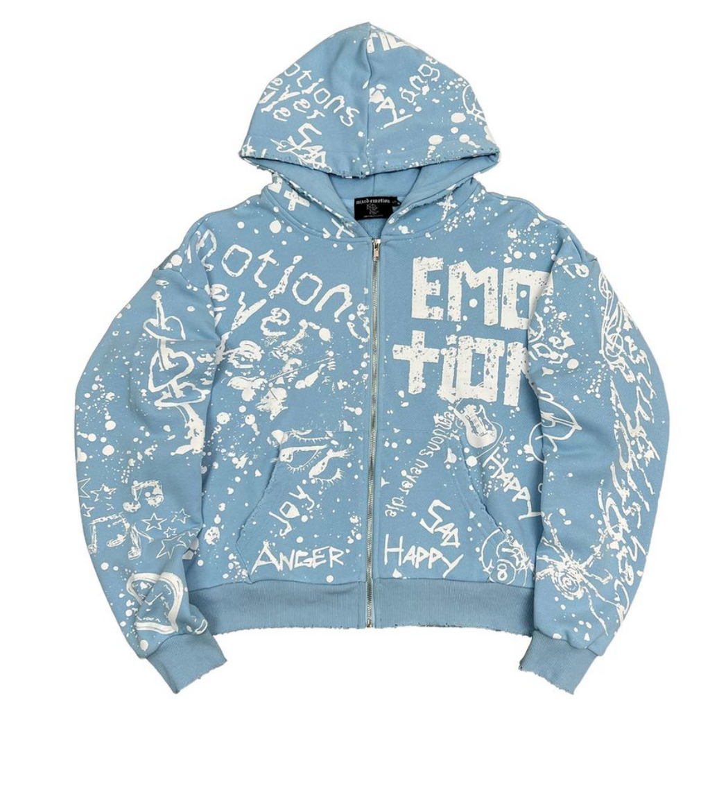 Mixed Emotion Blue 'Graffiti' hoodie